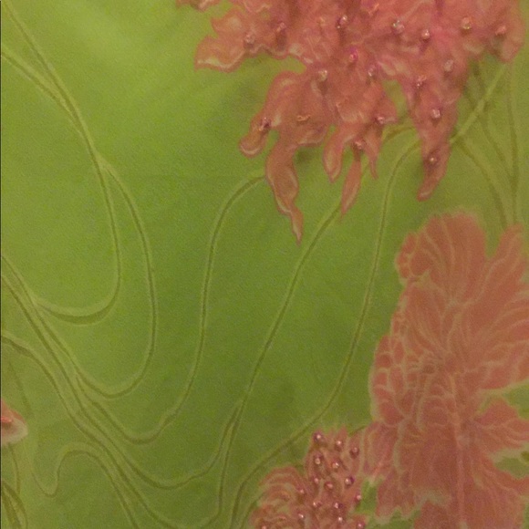 Pink &Green chiffon sequin sleeveless dress Sz 18 - Picture 2 of 4